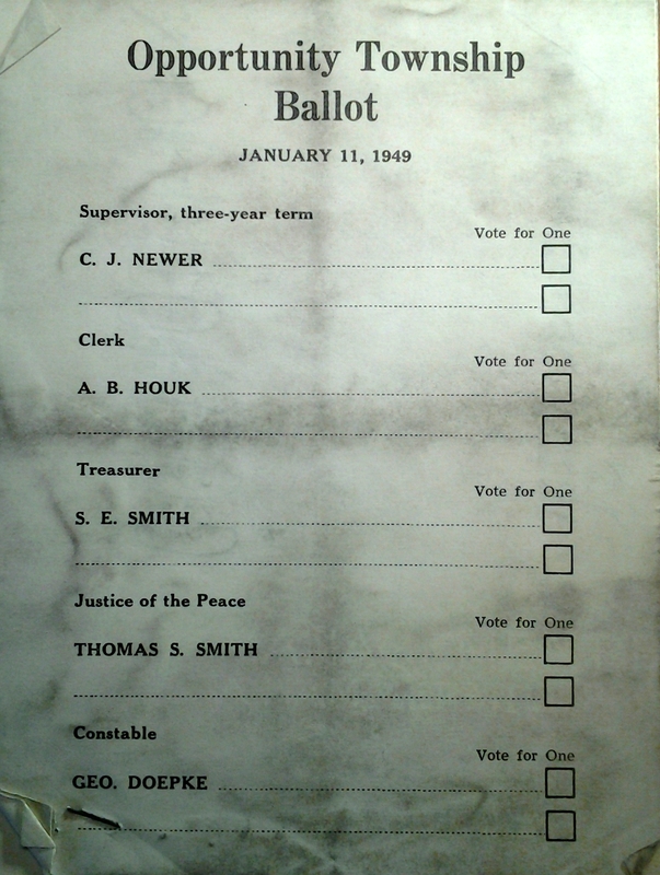 1949 Opportunity Township Ballott