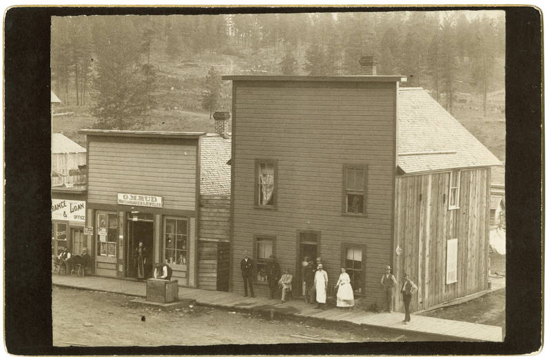 View of the O. M. Rud Jewelry Store and Neighboring Buildings