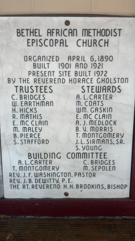 Bethel AME dedication stone.