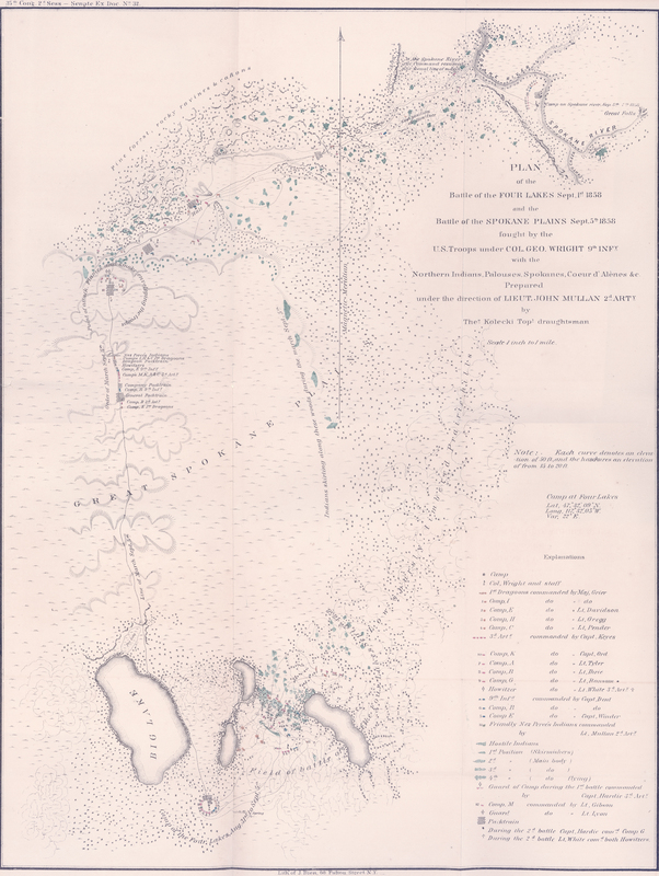 Map of the Battle of Four Lakes and Spokane Plains