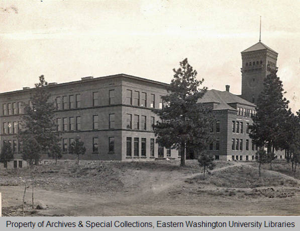 Cheney State Normal School: Administration Building (foreground) and Teacher Training building (background) 1910.