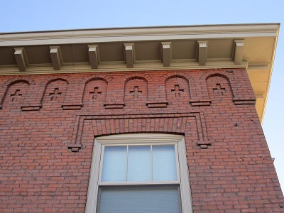 Architectural Details of the University Pharmacy building.