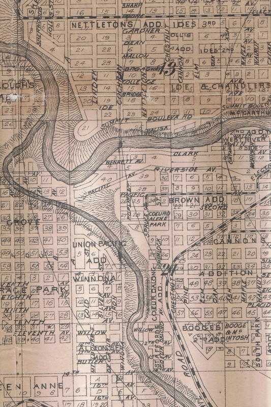 High Bridge Area - Spokane Map circa 1903