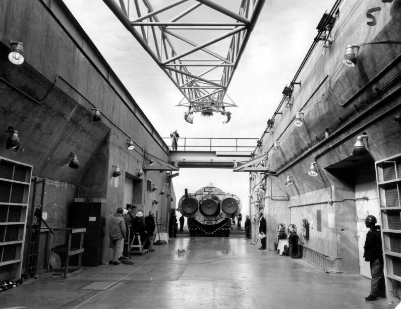 Loading an Atlas E Missile into the Coffin