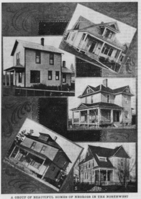 Photographic collage of Black homes across Washington during the early 20th century. 