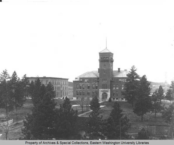 Cheney State Normal School: Administration Building (foreground) and Teacher Training Building (background) 1910