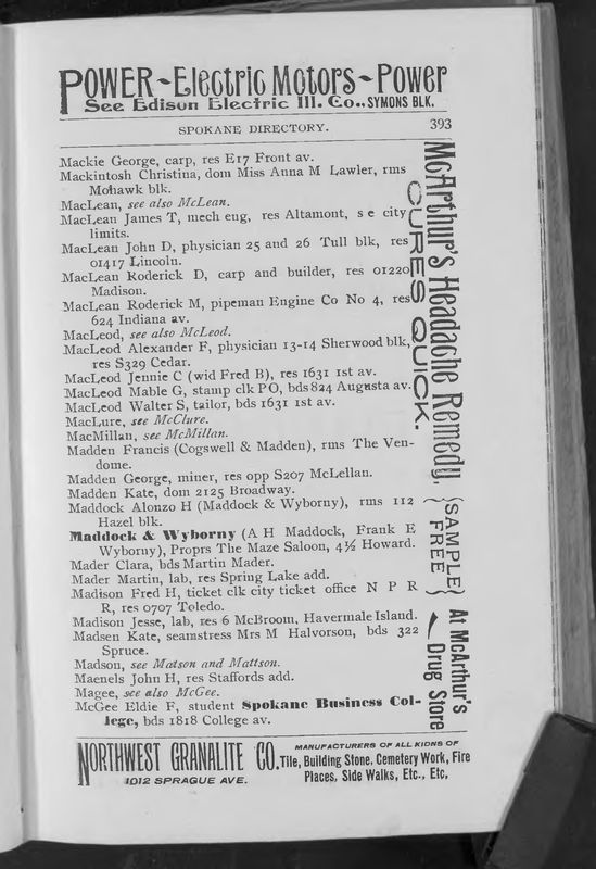 R. L. Polk Polk Directory, listing of Dr. MacLeod's medical practice.