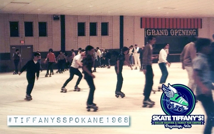 Tiffany's Skate Inn rink and stage on opening day in 1968