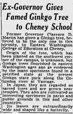 "Ex-Governor Gives Gingko Tree to Cheney School